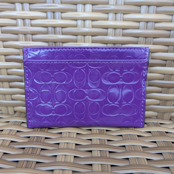 Coach Purple Coach Embossed Patent Leather Card Holder Case Wallet Pouch - Picture 2 of 11